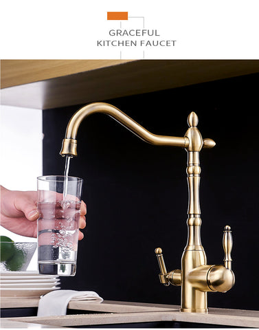 Image of Antique Kitchen Purify Faucets Tap Cold and Hot 360 Rotation with Water Purification Features