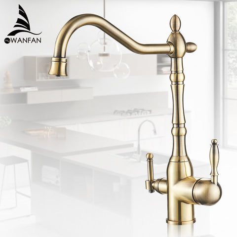Image of Antique Kitchen Purify Faucets Tap Cold and Hot 360 Rotation with Water Purification Features