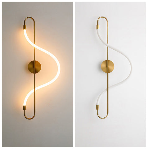Image of Modern Golden Led Chandelier Shiny Line