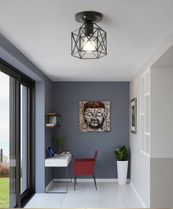 Modern Nordic Black Wrought Iron E27 Led Ceiling Lamps