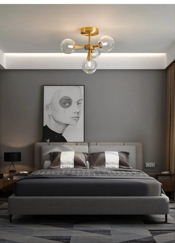 Image of Modern Copper Glass Ball Ceiling Pendant Flush Mount Lamp