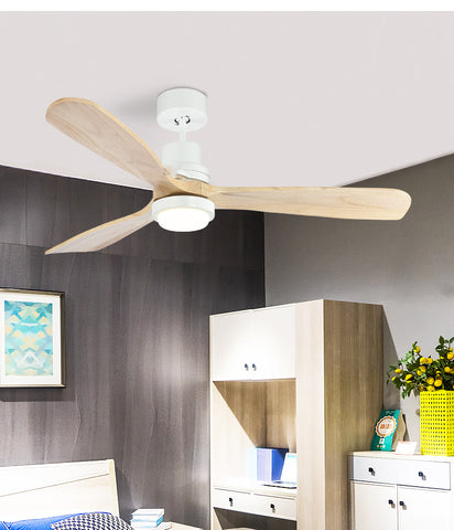 Image of Wooden Modern LED Chandelier With Ceiling Fan