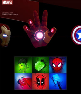 3D Marvel Avengers Series LED Wall Lamp Iron Man Captain America Night Light