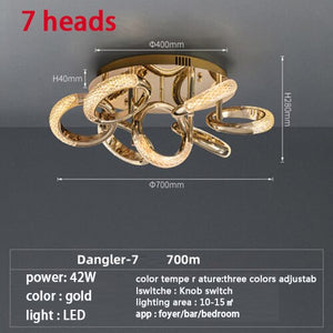 Postmodern Nordic Luxury Golden Ring Iron Chandelier