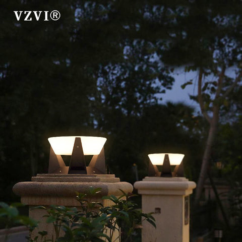 Image of Outdoor Solar Lights Garden Light Column Lamps Waterproof Fence Gate Cap Light
