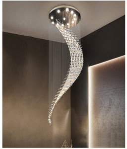 Luxury Spiral Modern Staircase Crystal Chandelier
