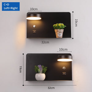 LED Wall Lights With Switch And USB Interface