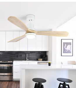 Wooden Modern LED Chandelier With Ceiling Fan