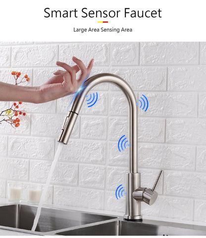 Image of Sensor Kitchen Faucet Stainless Steel With Pull-Out Faucet