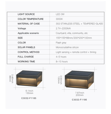 Image of Solar LED Garden Light Outdoor Column Head Light Waterproof Street Light Fence Cap