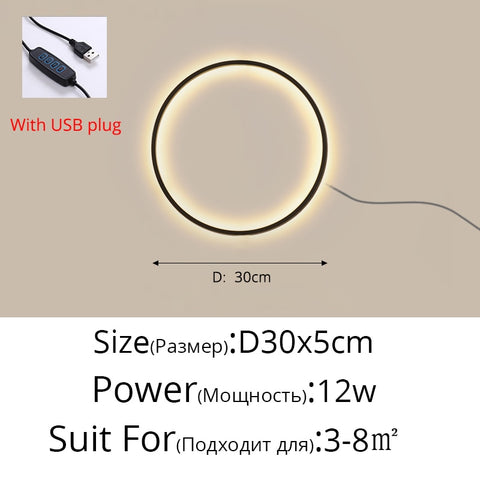 Image of New Modern LED Wall Lights Circle Background Decoration Lamps