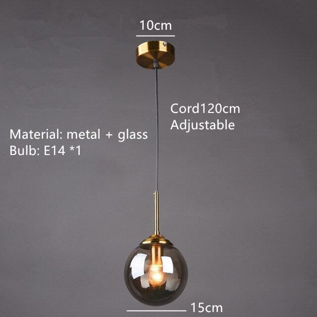 Retro Ball Chandelier Smoky Gray Amber Glass