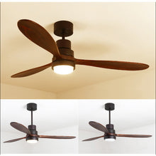 Load image into Gallery viewer, Wooden Modern LED Chandelier With Ceiling Fan