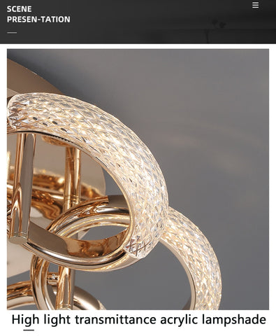 Image of Postmodern Nordic Luxury Golden Ring Iron Chandelier