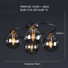 Load image into Gallery viewer, Retro Ball Chandelier Smoky Gray Amber Glass