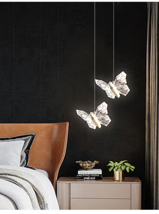 Modern Crystal LED Butterfly Pendant Lamp
