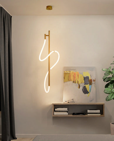 Image of Modern Golden Led Chandelier Shiny Line