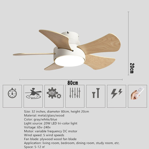 Image of Silent Fan Ceiling Lamp - Loft Fan With LED Light and Remote