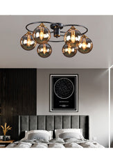 Load image into Gallery viewer, Retro Ball Chandelier Smoky Gray Amber Glass