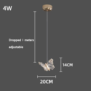 Modern Crystal LED Butterfly Pendant Lamp
