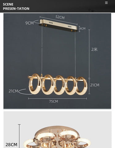 Image of Postmodern Nordic Luxury Golden Ring Iron Chandelier