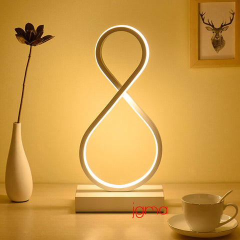 Image of Modern Minimalist Table Lamp Bedroom Bedside Romantic Warm Nightstand Lamp