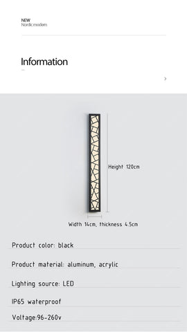 Image of Waterproof Outdoor Aluminum Wall Tall LED Lamp IP65