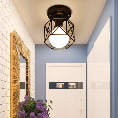 Image of Modern Nordic Black Wrought Iron E27 Led Ceiling Lamps