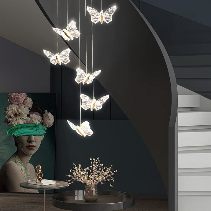 Modern Crystal LED Butterfly Pendant Lamp
