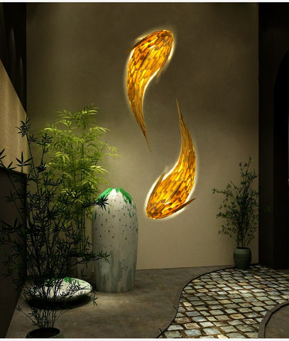 Image of Handmade Fish Wall Lamp Japanese Style