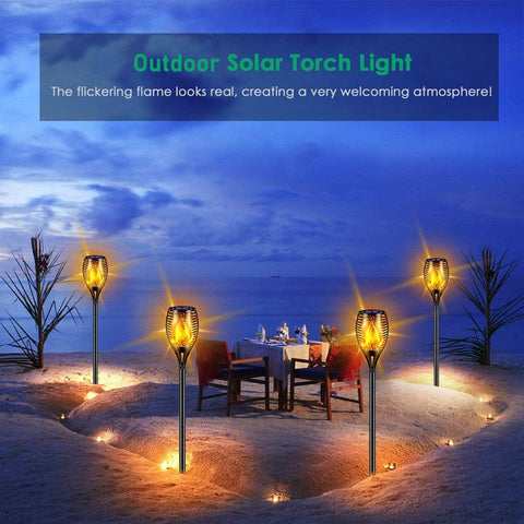 Image of Outdoor Solar Powered Torch Lights Waterproof Garden Patio Flickering Dancing Flame Lamp