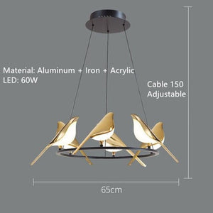 NEW Gold Magpie Bird Ceiling Chandelier