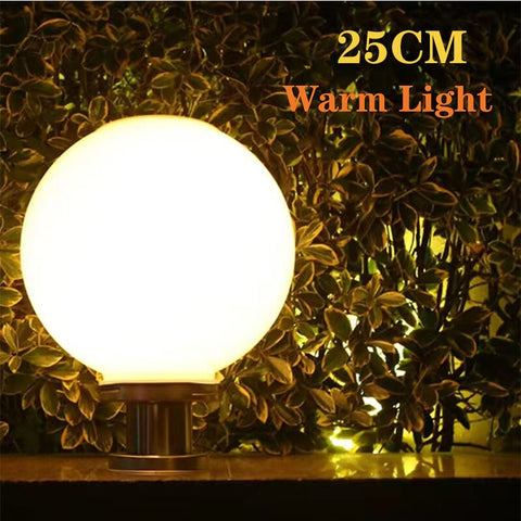 Image of LED Round Ball Stainless Steel Solar Powered Lamp Outdoor IP65 Waterproof