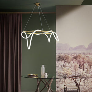 Modern Golden Led Chandelier Shiny Line