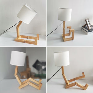 Robot Shape Wooden Table Lamp