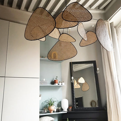 Image of Modern Leaf Grid Rural Hand Made Art Chandelier