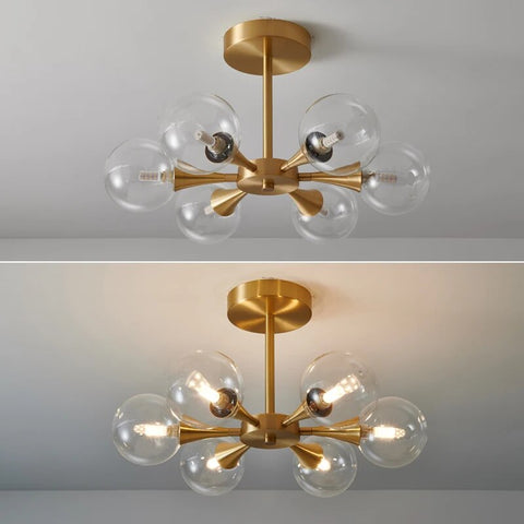 Image of Modern Copper Glass Ball Ceiling Pendant Flush Mount Lamp