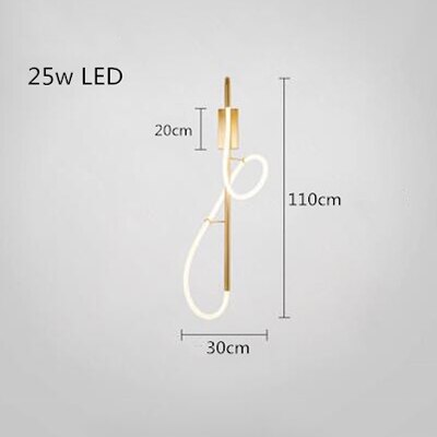 Image of Modern Golden Led Chandelier Shiny Line
