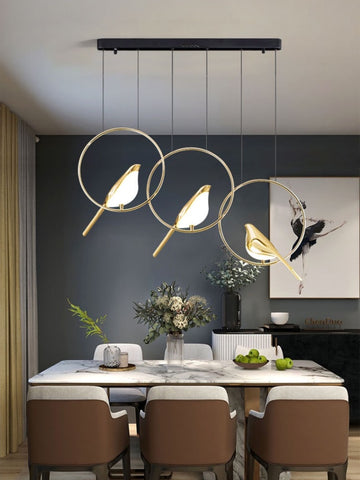 Image of NEW Gold Magpie Bird Ceiling Chandelier