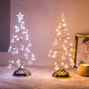 Gold Silver LED String Christmas Tree Table Lamp