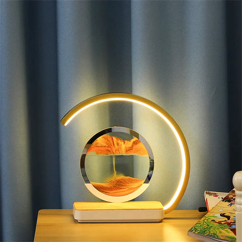 3D Sand of Time Lamp with Touch Dimming & Mobile Phone Wireless Charging