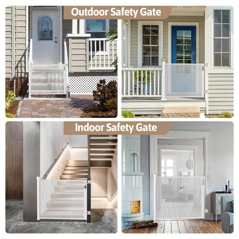 Image of Retractable Baby Safety Gate Indoor Outdoor Pet Dog Gate