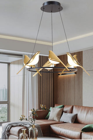 Image of NEW Gold Magpie Bird Ceiling Chandelier