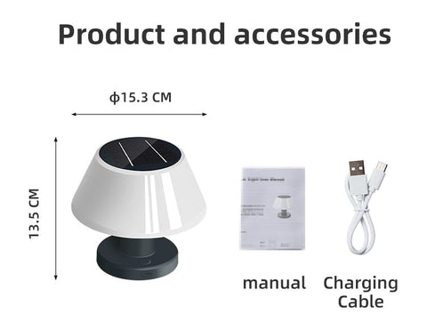 Image of Solar Powered Table Led Lamp Outdoor Modern