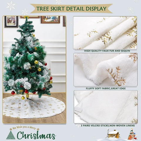 Image of Christmas Tree Skirt White Snowflake 78/90/122 CM