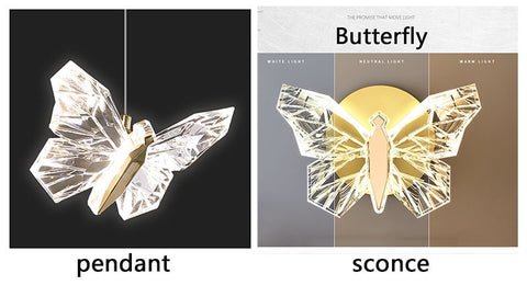 Image of Modern Crystal LED Butterfly Pendant Lamp