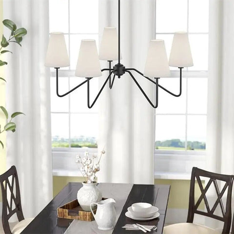 Image of French Linen Shades Modern Chandelier