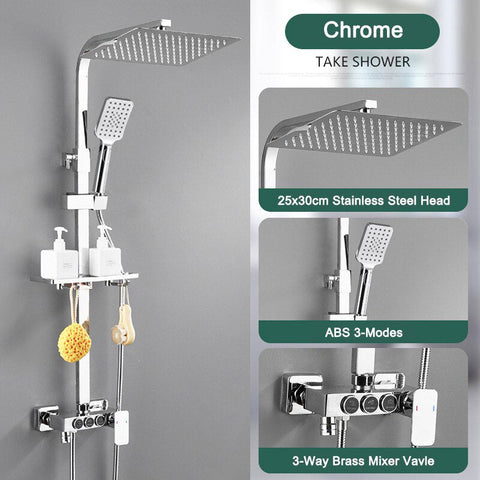 Image of Thermostatic Digital Display Rain Shower Faucet Bidet Faucet Spout Faucet Bathroom Faucet Set