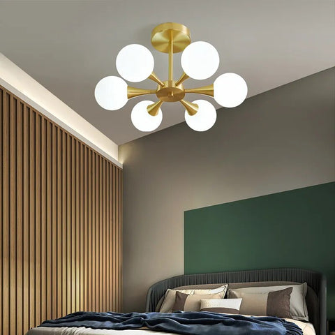 Image of Modern Copper Glass Ball Ceiling Pendant Flush Mount Lamp