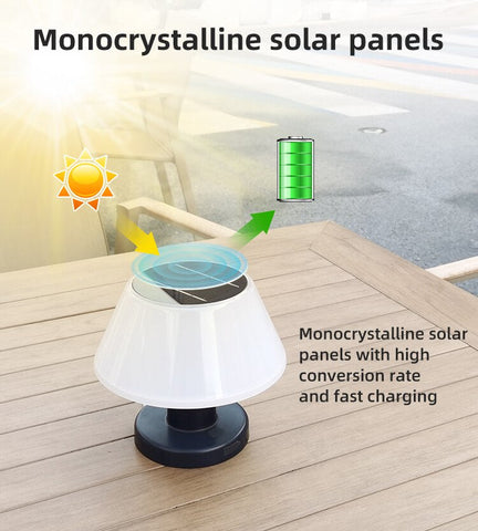 Image of Solar Powered Table Led Lamp Outdoor Modern